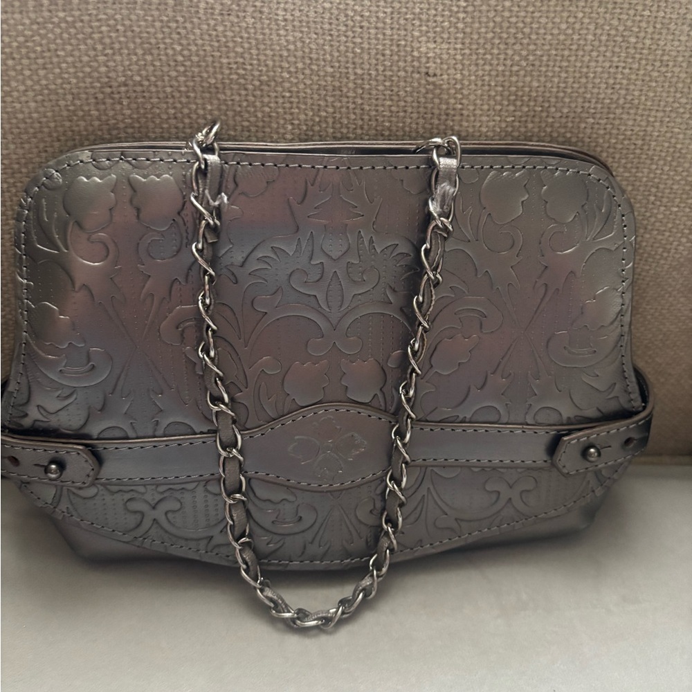 Patricia Nash Embossed Chain-Handle Shoulder Bag in Dark Gray